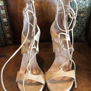 Stuart Weitzman Beige Women's Lace-Up Heel